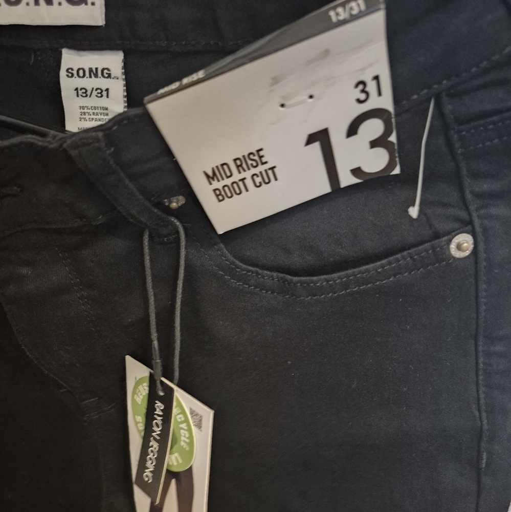 Men's Mid Rise Boot Cut Jeans - Black